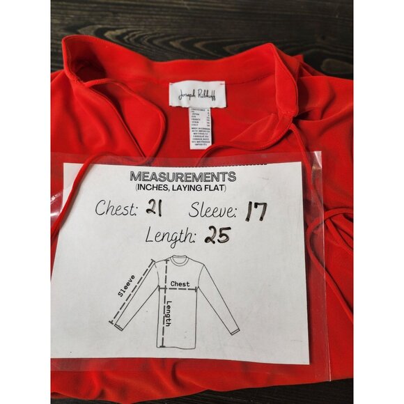 Joseph Ribkoff  Boxy Top Red‎  with Long Ruched Sleeves Size 4 - Picture 7 of 8